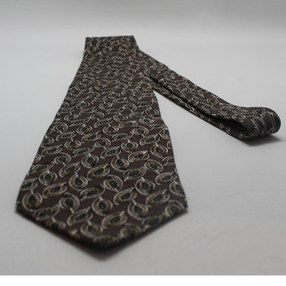 Peter Thomas by Superba Mens Silk Tie Brown Medallion Pattern WPL 2831 USA Made